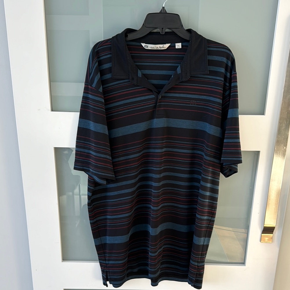 Men's Striped Polo Shirt - Black and Blue